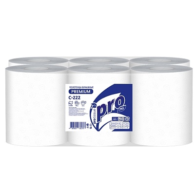 Полотенца бумажные в рулонах метраж PRO Tissue, 150м 2х слойные, H1 С222 (х1/6) [упаковка]