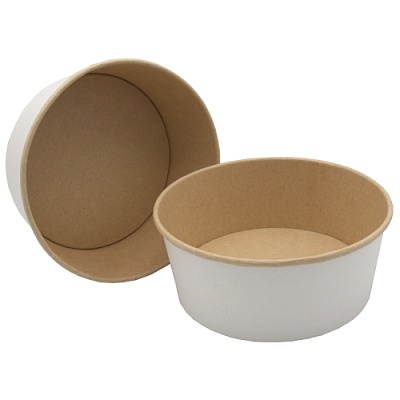 Контейнер бумажный круглый 750мл D=150мм Выс.: 61мм Round Bowl цвет Белый/Крафт OSQ (х270/270)