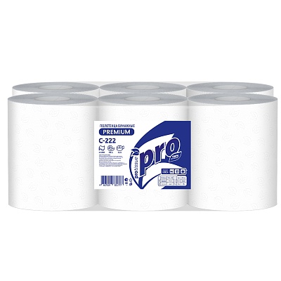 Полотенца бумажные в рулонах метраж PRO Tissue, 150м 2х слойные, H1 С222 (х1/6) [упаковка]